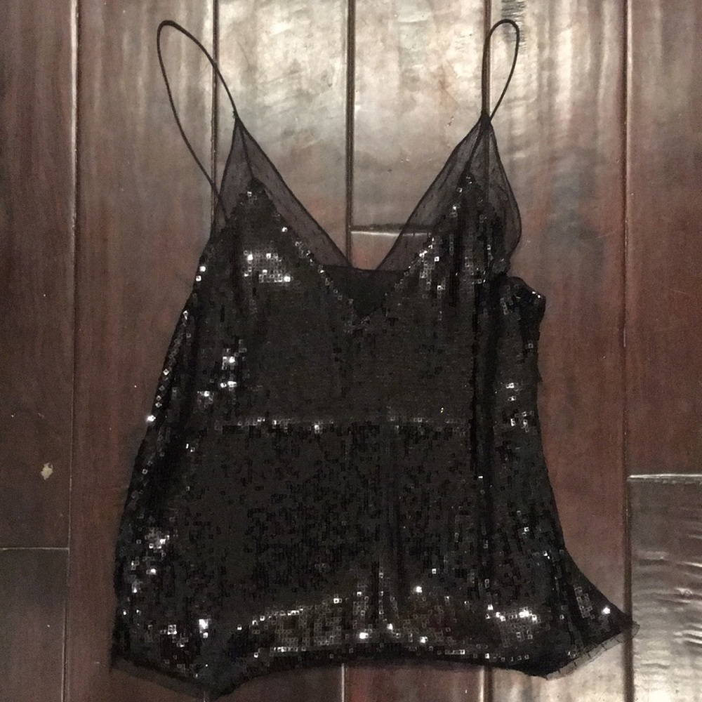 Black Sequined Free People top